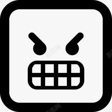 非常愤怒的表情符号方块脸界面情绪方块图标图标