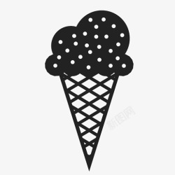 华夫饼雪冰淇淋筒甜的夏天的图标高清图片