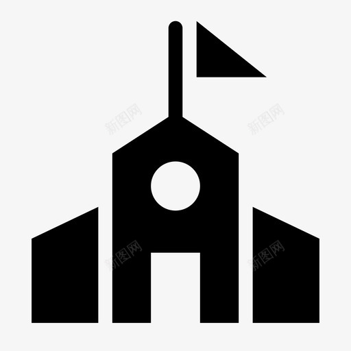 校舍结构信号图标svg_新图网 https://ixintu.com 信号 地产 大学 工会 指示 推迟 教育 教育标志 旗帜 标记 校舍 结构
