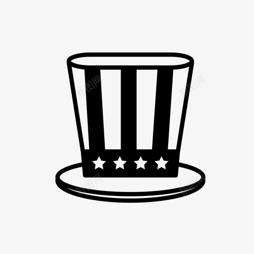 帽子美国高图标svg_新图网 https://ixintu.com 7月4日 假日 头 帽子 旗帜 星星 服装 穿戴 美国 高