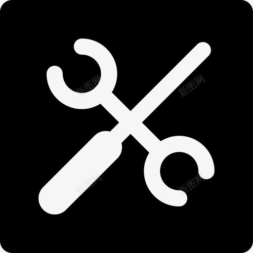扳手和螺丝刀的方形和圆形轮廓符号图标svg_新图网 https://ixintu.com 扳手和螺丝刀的方形和圆形轮廓符号