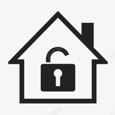不上锁的房子不安全的保护的图标图标