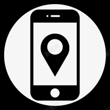 iphone地图标记黑色智能手机手机应用程序图标