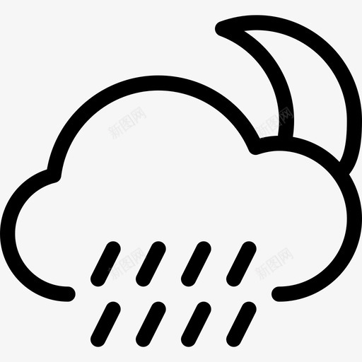 夜雨预报下雨图标svg_新图网 https://ixintu.com 下雨 夜雨 天气 天气线图标 潮湿 落水 预报