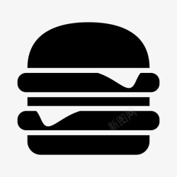 一个支票双芝士汉堡加餐快餐图标高清图片