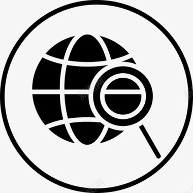 世界搜索引擎优化网站圆形固体图标图标