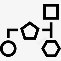 分块方案具有几何基本形状轮廓的分块方案图标高清图片