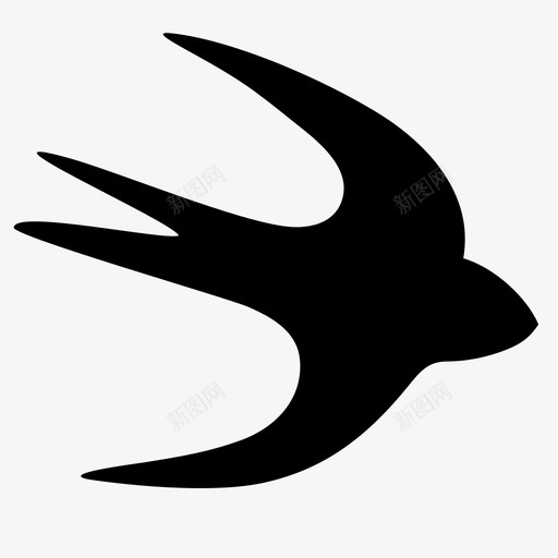 燕子黑色向前图标svg_新图网 https://ixintu.com 减法 向前 天空 忽略 指示 燕子 符号 纹身 黑色