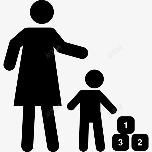 母子俩玩方块人家庭偶像图标svg_新图网 https://ixintu.com 人 家庭偶像 母子俩玩方块