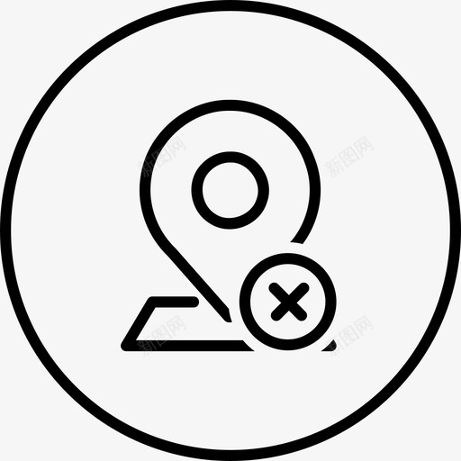 取消位置导航地图图标svg_新图网 https://ixintu.com 中断 中止 位置和引脚圆线 取消 取消位置 地图 导航 擦除 错误
