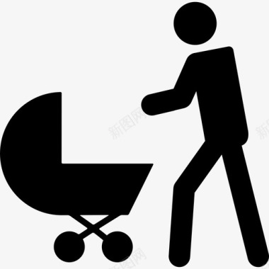 父亲带着婴儿车人们家庭偶像图标图标