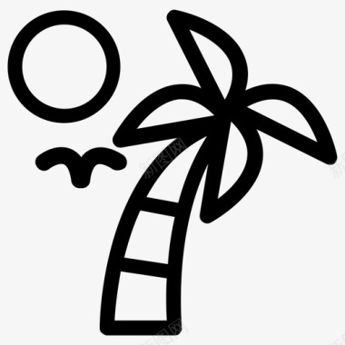 热带树木阳光图标图标