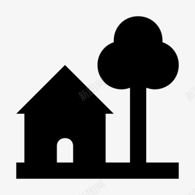 住宅树木街道图标图标