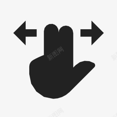 两个手指水平滑动手图形图标图标