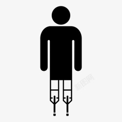 受伤的男性男人拐杖受伤的人腿不好图标高清图片