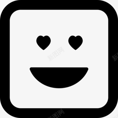 快乐表情符号微笑方块界面情绪方块图标图标