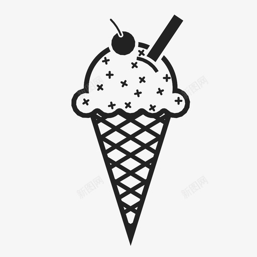 冰淇淋筒招待夏季图标svg_新图网 https://ixintu.com 冰淇淋筒 凉拌 夏季 招待 洒 甜点 食物 香草