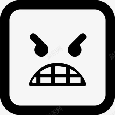 愤怒的表情符号脸界面情绪方块图标图标