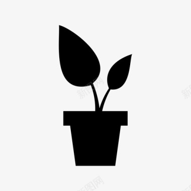 盆栽植物简单的黑色图标图标