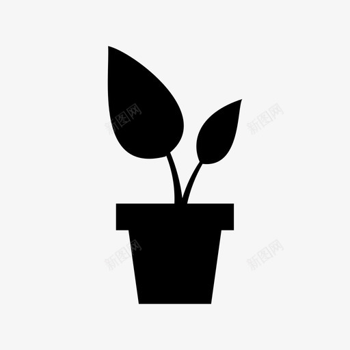 盆栽植物简单的黑色图标svg_新图网 https://ixintu.com 盆栽植物 简单的黑色图标