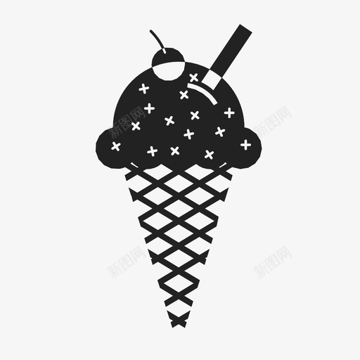 冰淇淋筒冷的甜点图标svg_新图网 https://ixintu.com 冰淇淋筒 冷的 勺 夏天 洒 甜点 甜的 食物