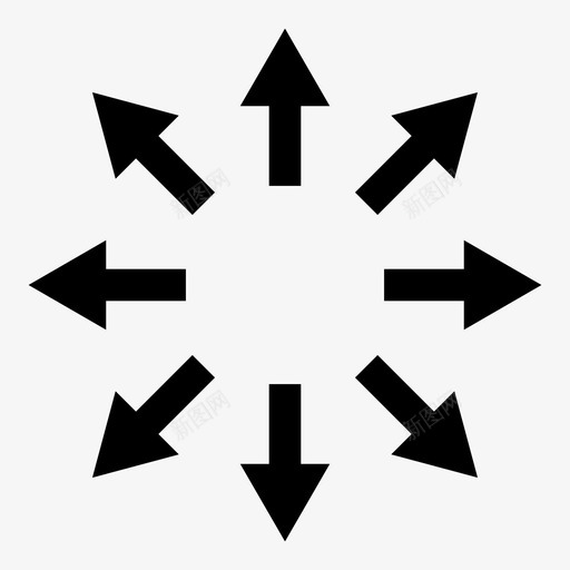 辐射径向箭头亮起图标svg_新图网 https://ixintu.com 亮起 光束 光源 发射 发散 展开 径向箭头 漫反射 爆炸 辐射