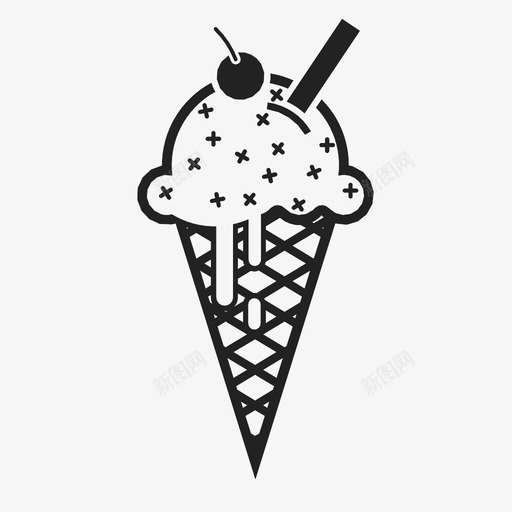冰淇淋筒夏季洒图标svg_新图网 https://ixintu.com 冰淇淋筒 冷 勺 夏季 樱桃 洒 甜点 融化 食物 香草