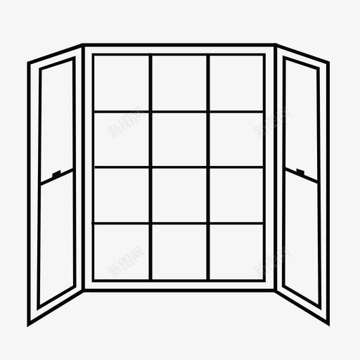 凸窗窗格玻璃图标svg_新图网 https://ixintu.com 三维 凸窗 宽 建筑 框架 清洁 烘干 玻璃 窗户门 窗格 精致 蛋糕