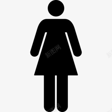 女性站立轮廓黑色人物家庭偶像图标图标