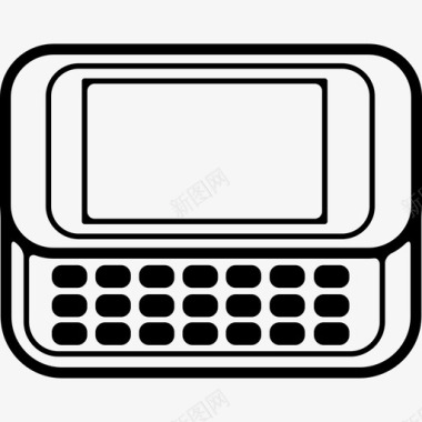 带键盘的水平移动电话工具和器具电话组图标图标