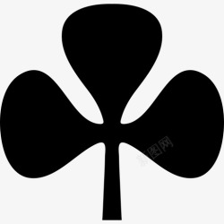 三叶草尖的图标三叶草叶黑色轮廓自然尖图标高清图片
