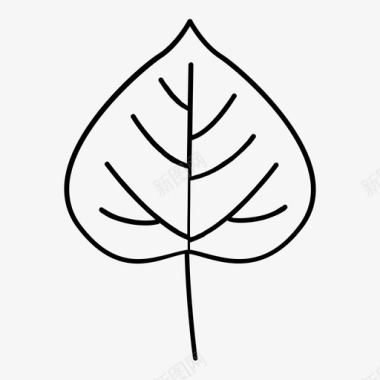白杨树叶轮廓图标图标