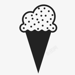 华夫饼雪冰淇淋筒甜的夏天的图标高清图片