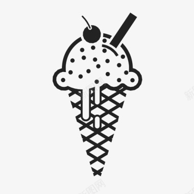 冰淇淋筒甜的夏天图标图标