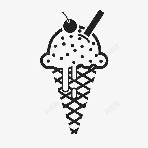 冰淇淋筒甜的夏天图标svg_新图网 https://ixintu.com 冰淇淋筒 冷冻 冷藏 夏天 款待 洒 甜点 甜的 融化 食物