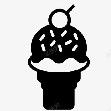 冰淇淋筒洒布冰淇淋图标图标