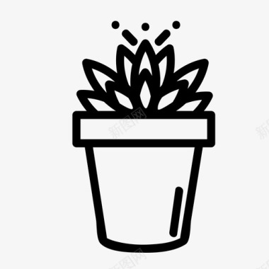 多汁盆栽植物图标图标