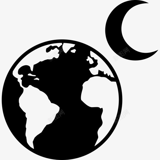 地球和月亮空间的象征图标svg_新图网 https://ixintu.com 地球和月亮 空间的象征