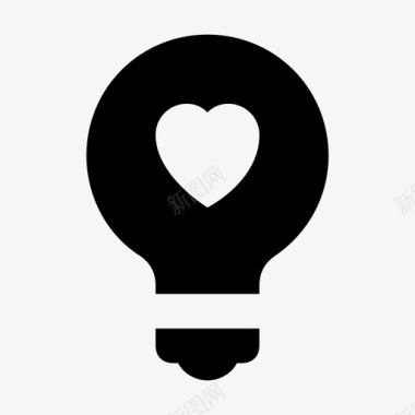 心在灯泡爱和浪漫的材料标图标图标