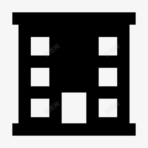 建筑住宅办公楼图标svg_新图网 https://ixintu.com 住宅 入口 公寓 办公楼 城市元素材料设计图标 建筑 窗户 门