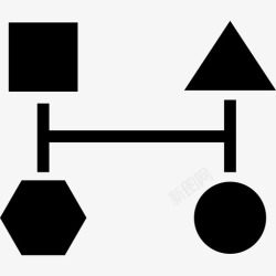 分块方案四种基本黑色几何图形的分块方案界面分块方案图标高清图片