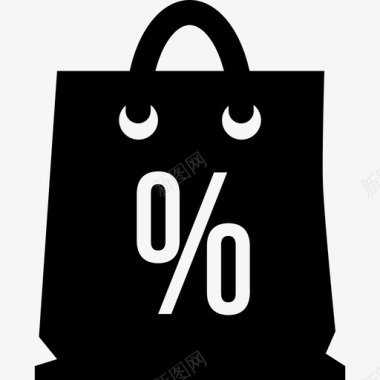 带有百分比商业购物折扣符号的袋子图标图标