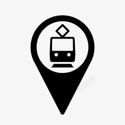 公交车标识地图标记图标车站轨道连接高清图片