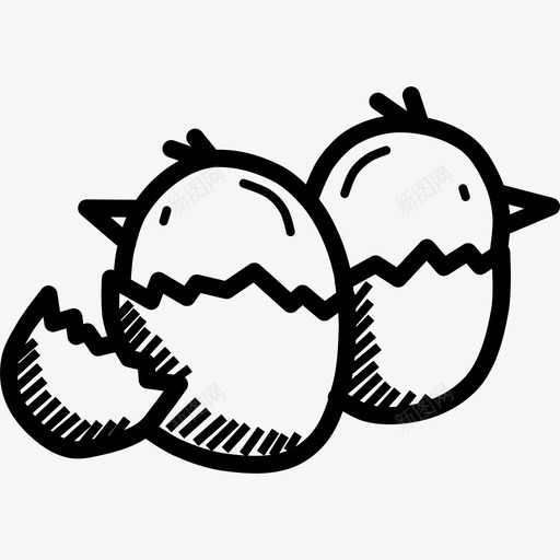 鸡肉复活节涂鸦图标svg_新图网 https://ixintu.com 复活节涂鸦 鸡肉