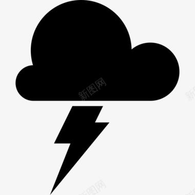 暴风云和闪电天气指向的图标图标