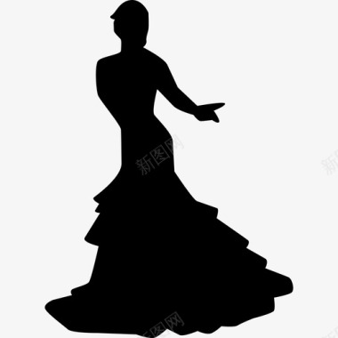 弗拉门戈女舞者姿势弗拉门戈舞扁平图标图标