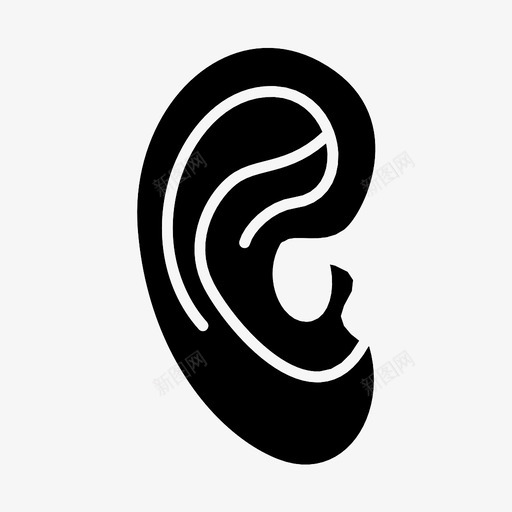 耳朵放下加上图标svg_新图网 https://ixintu.com 人体 健康 加上 听 器官 忽略 指示 放下 符号 耳朵