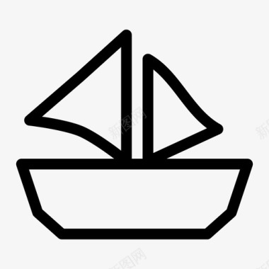 帆船探险鱼图标图标