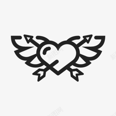 有翅膀的心翅膀情人节图标图标