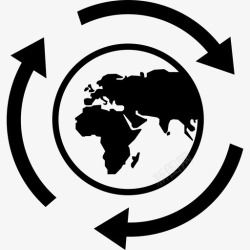 icon小于号带箭头地球带箭头圆圈地球图标高清图片